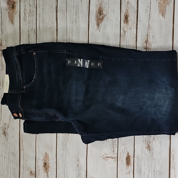 Maurices Everflex Flare Dark Wash Distressed Hem Jeans NWT - Picture 2 of 16